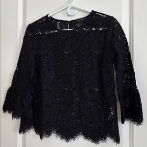 Banana Republic Black Lace Bell-Sleeve Blouse